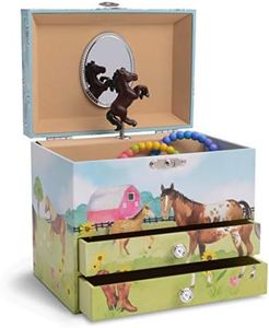 Jewelkeeper Musical Jewelry Box with 2 Pullout Drawers, Horse and Barn Design, Home on The Range Tune