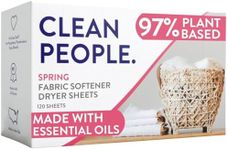 Clean People All Natural Fabric Softener Sheets - Plant-Based, Eco Friendly Dryer Sheets - Naturally Softens & Removes Static Cling - Vegan Laundry Softener With Essential Oils - Spring Scent