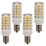 QLEE Led E12 Candelabra Bulb 5w 600lm Salt Rock Lamp Appliance Refrigerator Light Replacement 60 Watt C7 Incandescent Bulb T2 Halogen Chandelier Ceiling Fan Lighting 220v Warm White 4 Pack 3000k