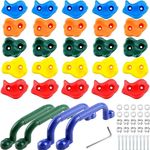 Puteraya 30 Pcs Rock Wall Climbing Holder Colorful Pig Nose Shape Climbing Stones Set with 4 Pcs Safety Handles for Kids Indoor Outdoor Playground Backyard Playset