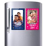 PRINTSWAYS Customized Photo Fridge Magnets (Set of 4) Glossy Finish - 5 X 3 Inch (Fridge Magnet Photo Frame) Diwali Gift (2 PCS Mom Dad Magnets)