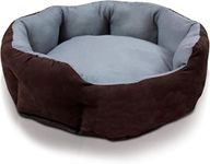 PetLux Fleece Pet Smile Super Soft Reversible Bed For Indoor Cats, Dog Bed For Puppy And Kitty Round Bed, Sofa Basket For A Dog & Cat | Round Cat & Pat Comfortable Bed (Small, Grey)