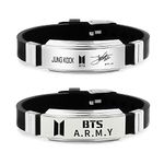 University Trendz Combo Pack of BTS Army Metal Tag Silicon Wristband Bracelet for Boys & Girls (Pack of 2)