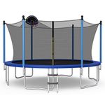 Giantex Trampoline with Basketball Hoop, 12 Ft Trampoline for Kids and Adults with Ladder, ASTM Approved Outdoor Large Recreational Trampoline with Net for Backyards, Park