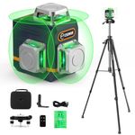 CIGMAN Green Laser Level Self Leveling with 1.42M Tripod, Switchable 3x360° Laser Level, 3D Laser Line 30M (Up to 50M with Detector), Li-ion Battery Built in, Rotary Stand, Remote Controller