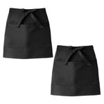 Waitress Apron, Black Waist Apron with Pockets Short Half Waitress Aprons for Waiter Chef Women Men Cooking Baking 2 Pack