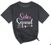 LOTUCY Sister T Shirt Women Funny Sister Squad Besties Tee Shirt Best Friends BFF Tee Tops, Grey, Small