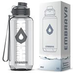 Embrava 40oz Water Bottle - Large with Travel Carry Ring - Wide Leak Proof Drink Spout - Heavy-Duty, BPA & BPS Free Tritan Plastic - Best for Sports, Hiking, Gym, Work, Outdoors