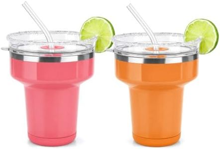 Cafezi 16oz Insulated Margarita Tumbler with Lid & Straws, Cocktail Cup