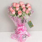 The FloralMart® Mother's Day Special Fresh Flowers Bouquet, Fresh Rose Bunches in Cellophane Wrapping (Bunch of 10, Pink)