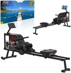 Neezee Rowing Machine for Home with Adjustable Resistance, Rowing Machine Water with Aluminium Rail Tablet Stand Water Resistance and LCD Display Rowing Machine