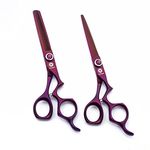 6'' Professional Hair Shears Kit - Hair Cutting Scissors Barber/Hairdressing Thinning Shears Set Salon Razor Edge Mustache/Beard Clipping Shears with Fine Adjustment Screw by Dream Reach (Claret-01)