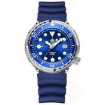 ADDIESDIVE Men's Wrist Watches Diver 300M Japan NH35 Rubber Strap Synthetic Sapphire Crystal Blue Dial Automatic Watches for Men