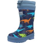 Hatley Boy's Sherpa Lined Printed Wellington Rain Boot, Dino Silhouettes, 9 UK Child