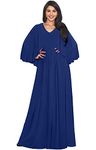 koh koh Plus Size Womens Long V-Neck Elegant Batwing Cape Sleeve Semi Formal Evening Modest Bridal Party Cocktail Wedding Guest Bridesmaid Maxi Dress Dresses Gown Gowns, Cobalt/Royal Blue 2XL 18-20