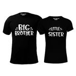 Hangout Hub Men's & Girl's Round Neck T-Shirt Big Brother Little Sister (Black;Big Brother-M(38);Little Sister-10-12Yrs ;) Pack of 2 Kids Sibling Family T-Shirts