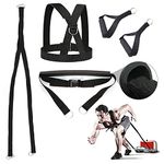 Sunsign Multi-Purpose 5-Pcs 13.2FT Sled Harness Kits Pulling Tires Sleds Parachutes for Sprinting Football Lacrosse Baseball Soccer Power Pulling Resistance Speed Agility Training