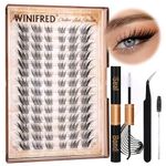 Cat Eye Lash Clusters Kit Natural Eyelash Extension Kit Wispy Lash Clusters Manga Lashes Kit C Curl Cluster Eyelash Extensions Left&Right Eyelash Clusters Kit with Bond and Seal by Winifred