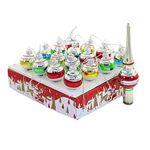 Kurt Adler Miniature Ornaments and Treetop, Set of 16, Multi Colors