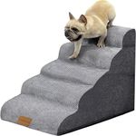 Wide Dog Steps Stairs for Bed 5 Steps 62 cm High for Dogs, Dog Ramp High Density Foam Pet Stairs Washable Cover and Non-Slip Base 40 x 87 x 62 cm