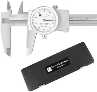 Brown & Sharpe 8-Inch Dial Caliper – Precision Stainless Steel Measuring Tool, White Dial, 0.001" Resolution, Hardened Construction, Shockproof Movement.