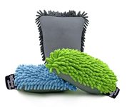 SOFTSPUN Microfiber Chenille Mitt 3 pcs Multicolor 1700 GSM, Lint & ScratchFree Super Absorbent MultiPurpose Hand Gloves for Cleaning Kitchen Bathroom Cars Computers Dusting, Windows & Glass.