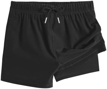 nhApmj Girls Swim Trunks with Compression Liner Lightweight Solid Quick Dry Bathing Suit Beach Swimming Shorts with Pockets, Girls Swimsuits Size 14-16