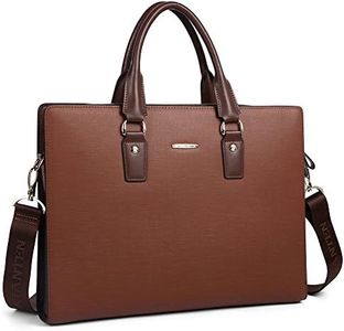 BOSTANTEN Leather Lawyers Briefcase Shoulder Laptop Business Slim Bags for Men & Women Coffee