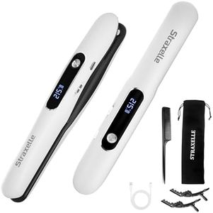 Mini Glätteisen Kabellos und Lockenstab, 2 in 1 Glätteisen Locken und Glätten 175°C-215°C, 5000mAh Reise Haarglätter Mini 3 Einstellbare Temperaturen mit LED Anzeige für alle Haartypen (Weiß)