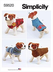 Simplicity Dog Coat Sewing Pattern Kit, Code S9520, Sizes XS-S-M-L-XL, Multicolor