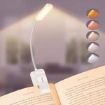 Gritin 2026 Gen 2 Book Light for Reading- 30 Eye Caring Full Spectrum LED, 5 Colors & 5 Brightness, Adjustable Wide/Narrow Beam, Upgrade 1500mAh Long-Lasting Rechargeable Lamp Clip-White