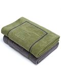 PETTOM Dog Towels 2 Pack Large Super Absorbent Microfibre Pet Towel with Hand Pockets Microfiber Dog Bath Towels Pet Drying Towel Fast Drying Super Soft, Grey and Green 130 x 75cm