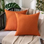 MIULEE Fall Pack of 2 Decorative Outdoor Solid Waterproof Throw Pillow Covers Polyester Linen Garden Farmhouse Cushion Cases for Patio Tent Balcony Couch Sofa 18x18 inch Orange