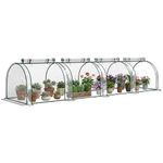 Outsunny 13' x 3' x 2.5' Portable Mini Tunnel Greenhouse with 4 Zipped Doors, Portable Small Green House, Easy Assembly, Clear