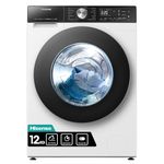 Hisense WF5S1245BW Freestanding 12 KG Front Load Inverter Washing Machine with Auto Dose WiFi Enabled Steam Wash 19 Programs 1400 RPM White Energy Rating A