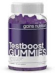 Testboost Gummies for Men - Natural Testosterone Supplement - Zinc and Magnesium Booster with Maca & Fenugreek - Natural Grape Flavoured, Suitable for Vegans