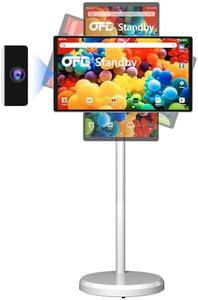 OFD 22 Inch Portable TV on Wheels 1080P,Large Screen Standbyme 6GB RAM+128GB ROM,Android 13 OS,100% sRGB,5H Play Time,Rolling TV Tablet for Family,Rotating Touchscreen Monitor with Base,60Hz Re,White