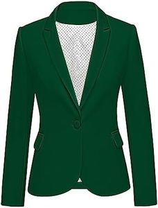luvamia Women's Long Sleeve Formal Notch Lapel Button Down Blazer Pockets Jacket Women's Blazers & Suit Jackets Blazers for Women Business Casual Verdant Green Size Medium Size 8 Size 10