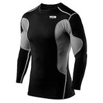 TCA Boys' SuperThermal Compression Base Layer Football Running Top Long Sleeve Thermal Under Shirt - Black/Grey, 8-10 Years