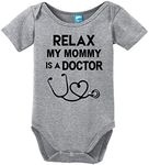 Relax My Mommy is A Doctor Printed Infant Bodysuit Baby Romper Gray 3-6 Month