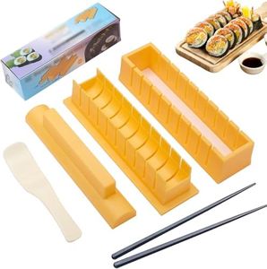 Sushi Making Kit, Sushi Maker Set with Roller & Mold, Easy DIY Sushi Kit for Beginners, Perfect Sushi Rolls for Home Kitchen, Bento, Kids Cooking