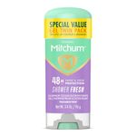 Women's Deodorant by Mitchum, Antiperspirant Stick, Triple Odor Defense Gel, 48 Hr Protection, Shower Fresh, 3.4 Oz (Pack of 2)