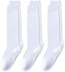 EPEIUS Girls Knee High Socks Seamless Cotton School Uniform Socks Kids Boy Long Socks 5-7 Years White 3 Pack (White, M)