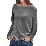 Women's Tops Ladies Solid Color Velvet Long Sleeve Sweatshirts Tops Casual T Shirts Tops Casual Long Sleeve Tops T-Shirt Blouse Tunic Tops Tees Loose Pullover Shirts Tops Cozy Blouse Gray