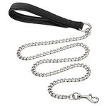 Heavy Duty Metal Dog Leash, 6FT Chew Proof Pet Leash Chain with Soft Padded Handle for Large & Medium Size Dogs (180cm*3mm)