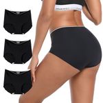 INNERSY Women's Seamless Underwear No Show Panties Quick Dry Smooth Briefs 3-Pack(3 Black,Small)