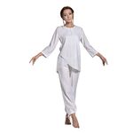 KSUA Womens Martial Arts Uniform Kung Fu Clothes Cotton Tai Chi Clothing Exercise Suit with Three-quarter Sleeves, UK S/Tag M