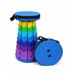 HOUZA Telescopic Foldable Stool for Travel, Sitting, Camping, Picnic, Hiking, Garden, Indoor & Outdoor Use | Lightweight Collapsible Portable Folding Stool for Kids & Adults (Blue)