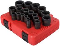 Sunex 2640 1/2-Inch Drive SAE Impact Socket Set Standard/Deep 6-Point Cr-Mo 3/8-Inch - 1-1/2-Inch 19-Piece