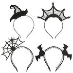 MoKo Halloween Decorations Headbands Costumes for Women and Girls, 4 Pack Hair Accessories Hoop for Halloween Party, Black